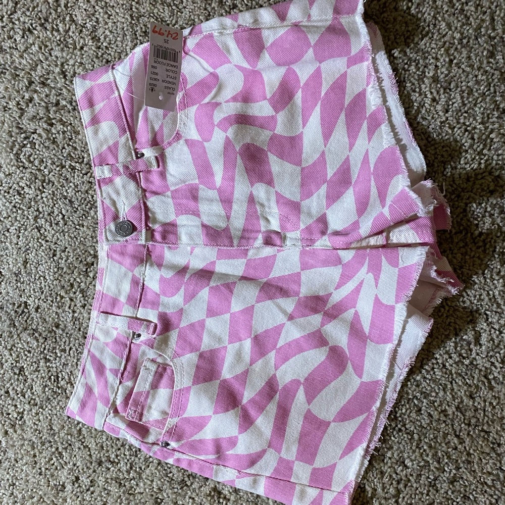 Pink and White checkered shorts